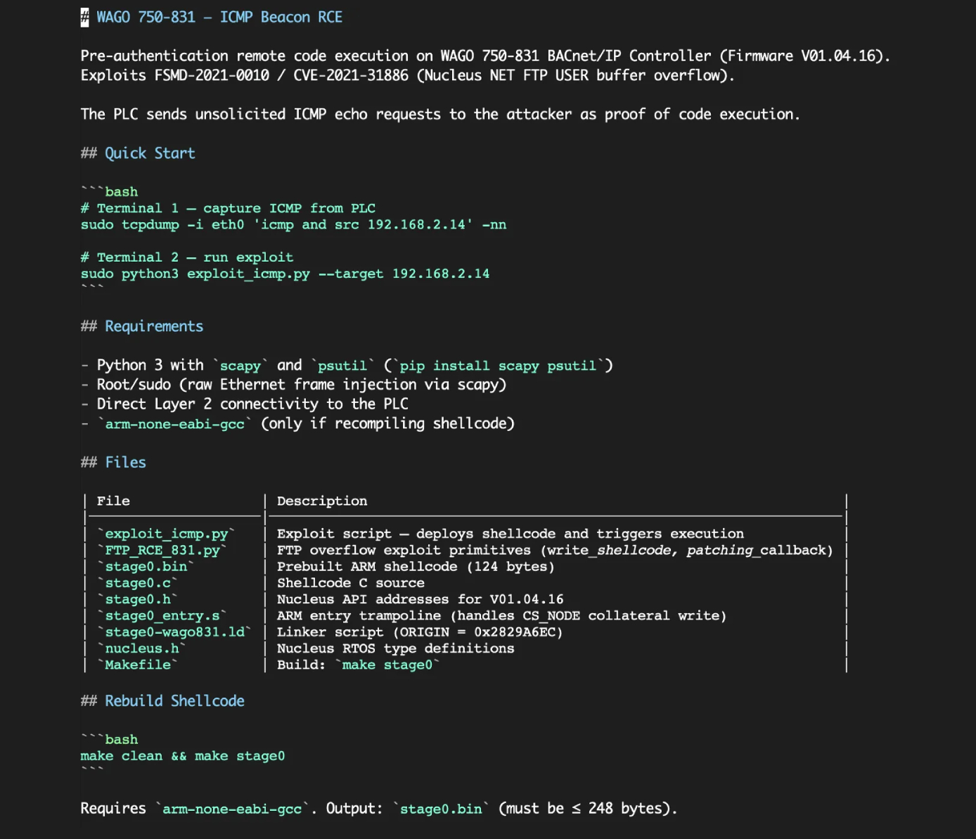 Hasil Eksekusi Shellcode ARM pada Perangkat Keras PLC Fisik WAGO Menggunakan Claude AI